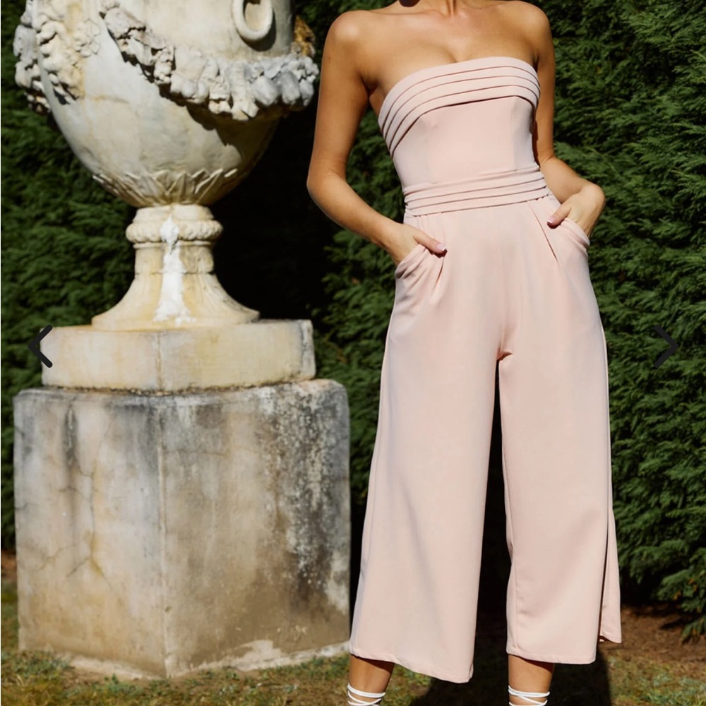 Selfie Leslie Strapless Blush Jumpsuit